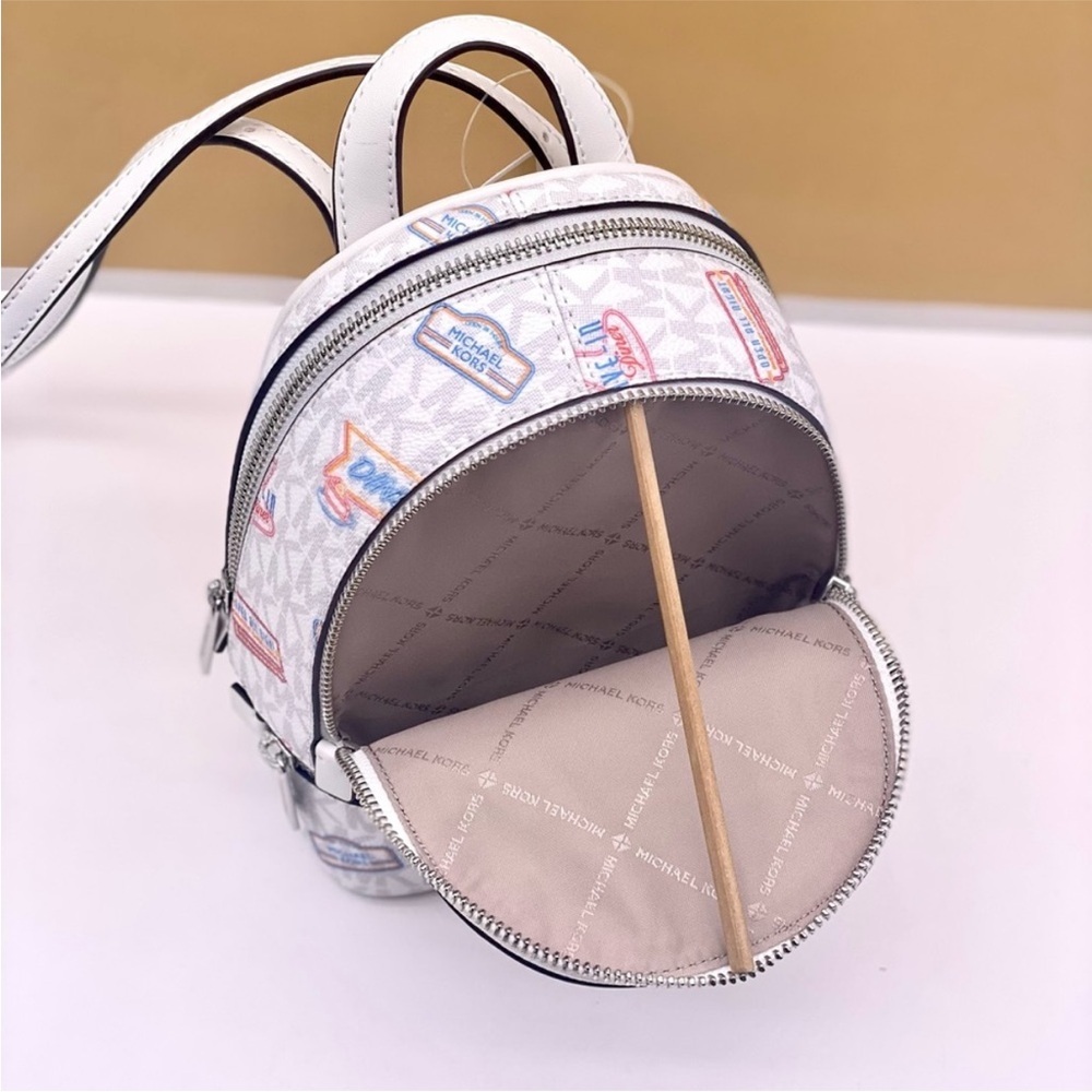 Michael Kors Rhea Extra-Small convertible Backpack Crossbody Optic White - Picture 9 of 11